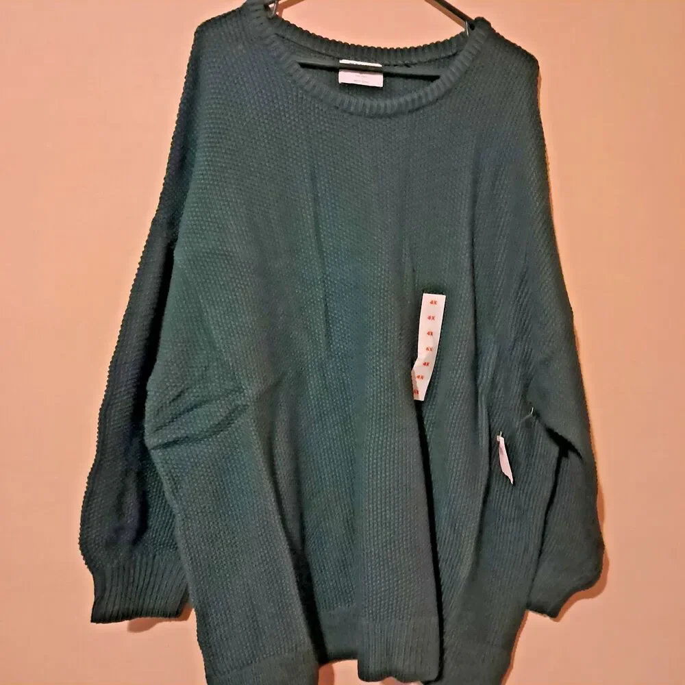 NWT Old Navy Sweater Women Size 4X Tunic Length Oversized Pullover Knit Green - Picture 8 of 8